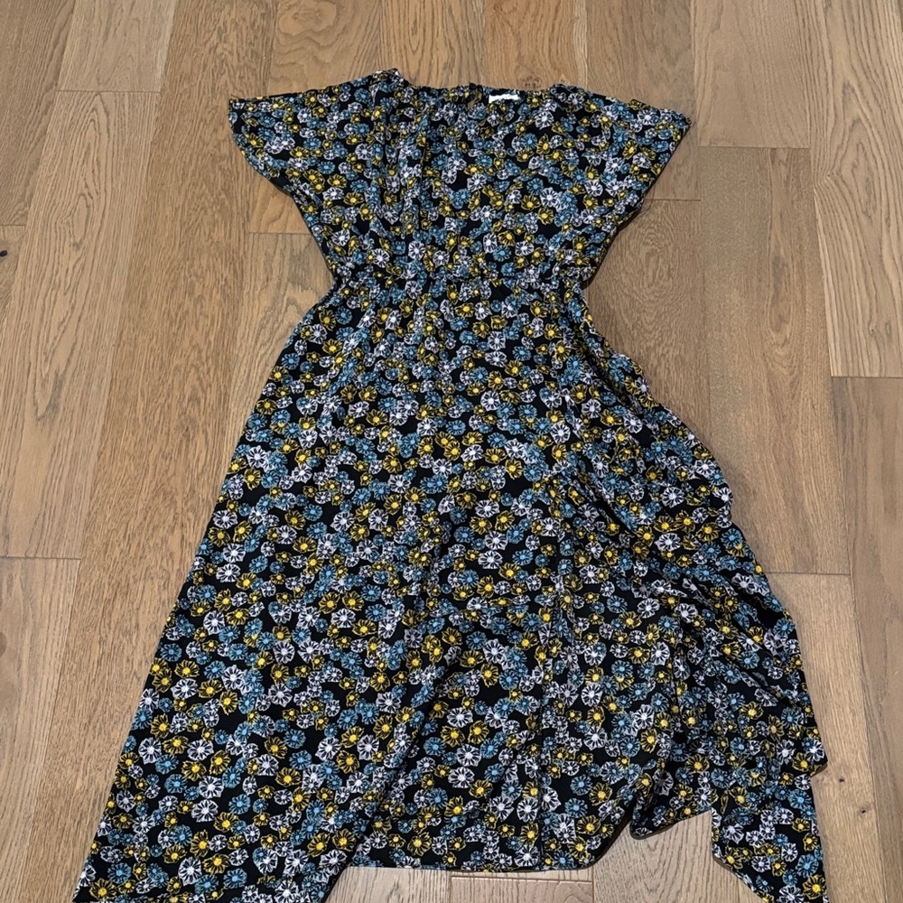 Topshop Floral Print Skirt with Blue and Yellow Accents
